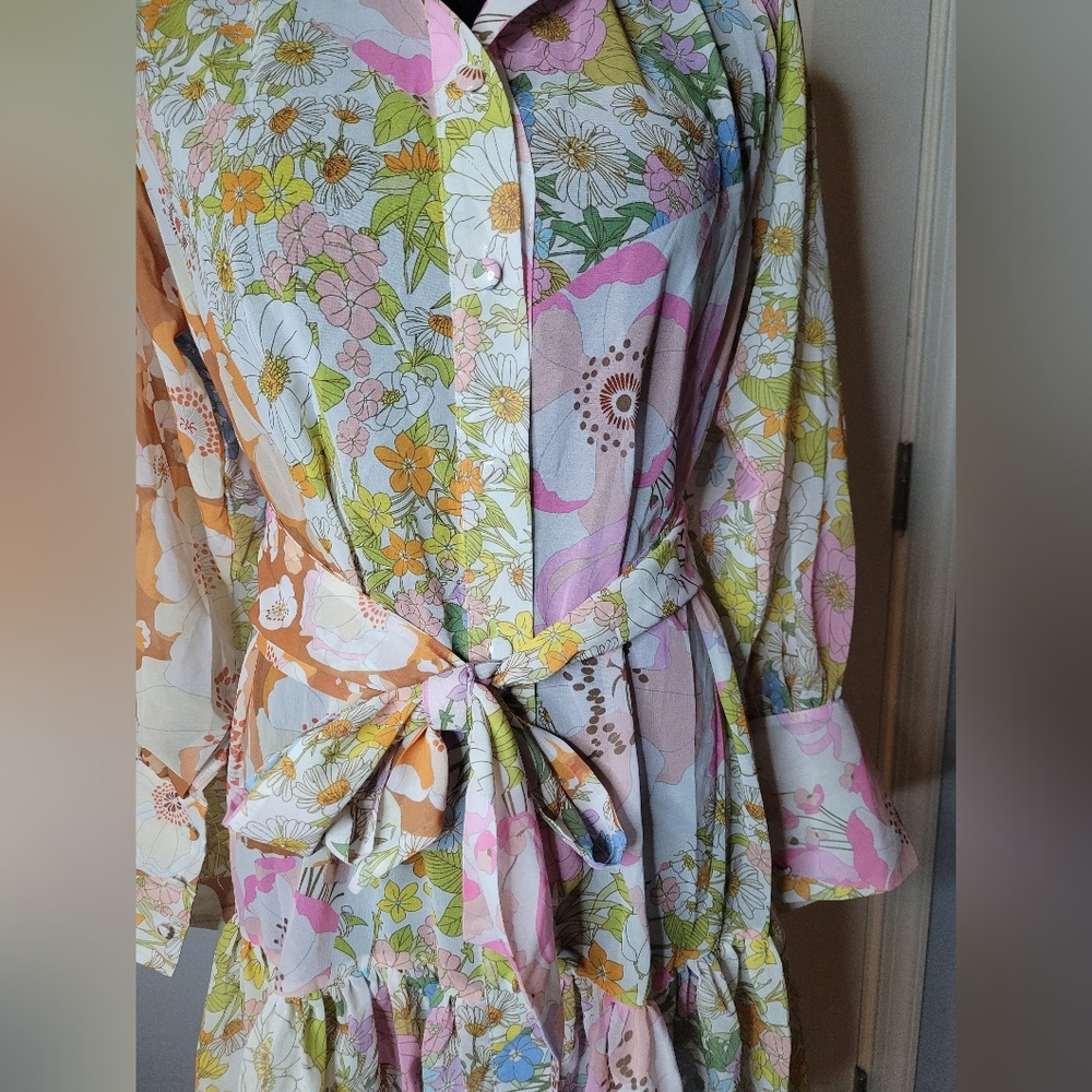 KAIMILAN Floral Tiered Shirt Dress. NWT Sz 6 - Picture 2 of 8